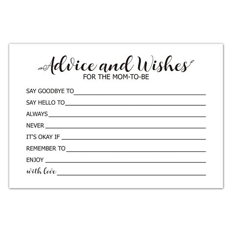 advice and wishes cards|baby advice cards.